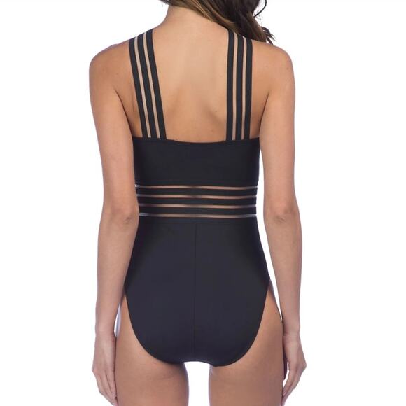 Kenneth Cole New York Stompin in My Stilettos High Neck Mio One Piece Swimsuit - Picture 2 of 5